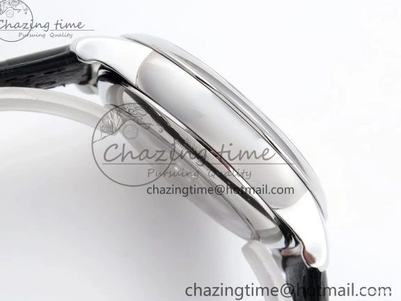 1218 TopPick De Ville Date SS MKF 1:1 Best Edition Black Dial Roman Marker on Black Leather Strap A 7743